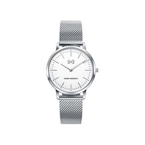 Reloj Mark Maddox para Señora de Acero con Armis tipo Malla Milanesa de Calibre 16mm. Esfera Blanca con Números Palos y Bisel Liso. Sumergible 30m. Caja 33mm MM7115-07