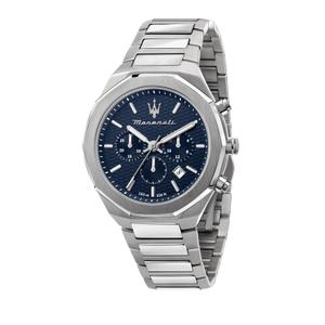 Reloj Cronógrafo Maserati para Caballero de Acero con Armis Mate-Brillo Calibre 22 mm. Esfera Azul con Números Palos, Calendario y Bisel Liso. Sumergible 100m. Caja 45mm R8873642006