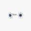 Pendientes flor de oro blanco 18k circonitas azul y blanco 11 mm