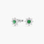 Pendientes flor de oro blanco 18k circonitas verde y blanco 11 mm