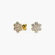 Pendientes flor de oro 18K circonitas 7 mm
