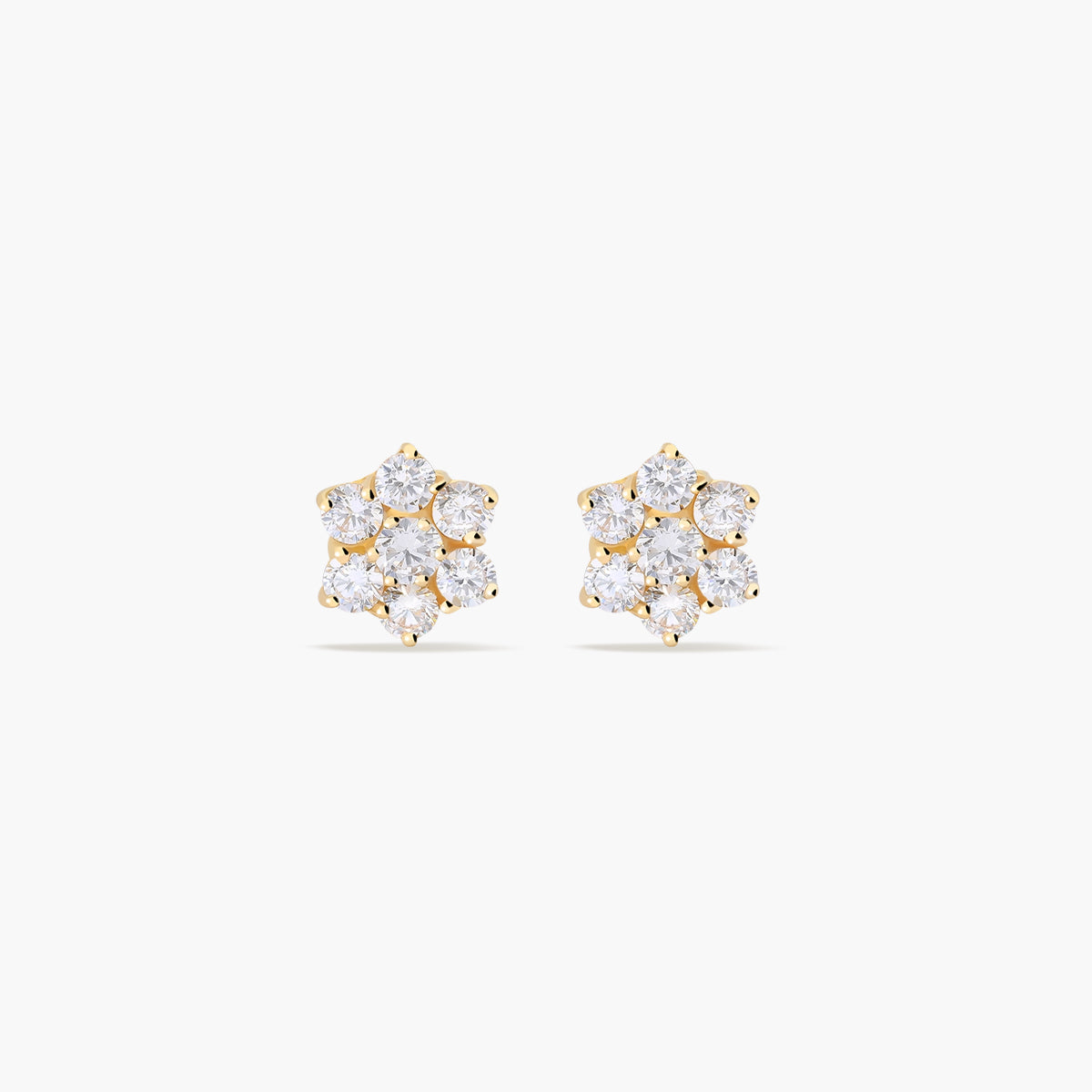 Pendientes flor de oro 18K circonitas 8 mm