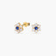 Pendientes flor de oro 18K circonitas azul y blanco 8 mm