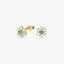 Pendientes flor de oro 18K circonitas verde y blanco 8 mm