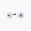Pendientes flor de oro blanco 18k circonitas azul y blanco 7 mm