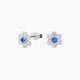 Pendientes flor de oro blanco 18k circonitas azul y blanco 7 mm