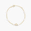 Pulsera infantil de oro 18K con perlas y circonitas en forma de estrella 15-17 cm