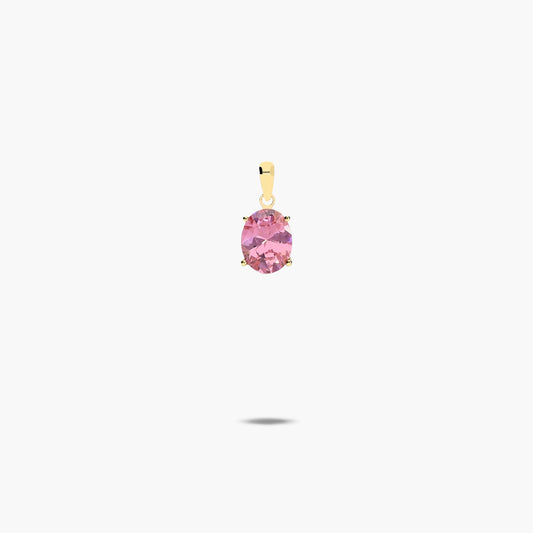 Colgante oval de oro 18K circonita rosa 16 mm COLORS