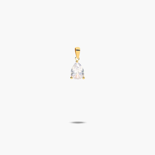 Colgante lágrima de oro 18K circonita blanca 16 mm