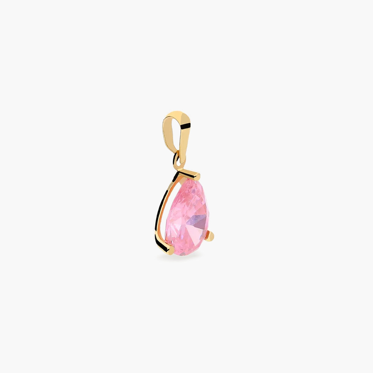 Colgante lágrima de oro 18K circonita rosa 16 mm
