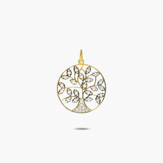 Colgante árbol de la vida de oro bicolor 18K 20 mm TREE OF LIFE