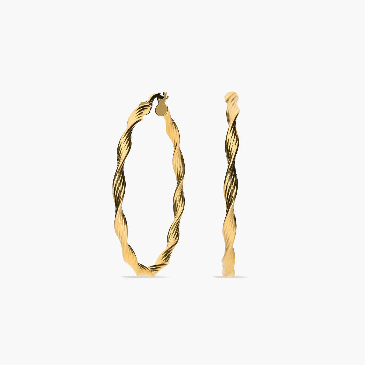 Pendientes de aro rizados de oro 18K 40 mm