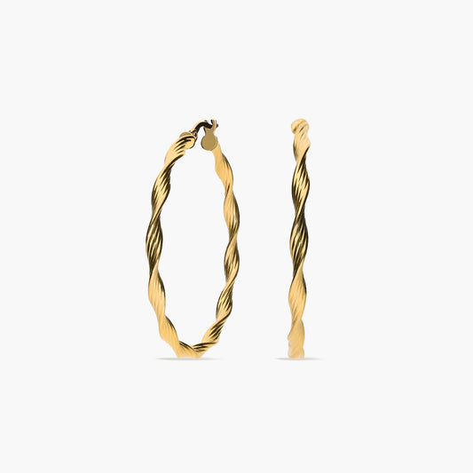 Pendientes de aro rizados de oro 18K 40 mm