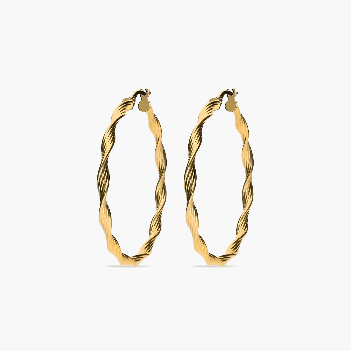 Pendientes de aro rizados de oro 18K 40 mm