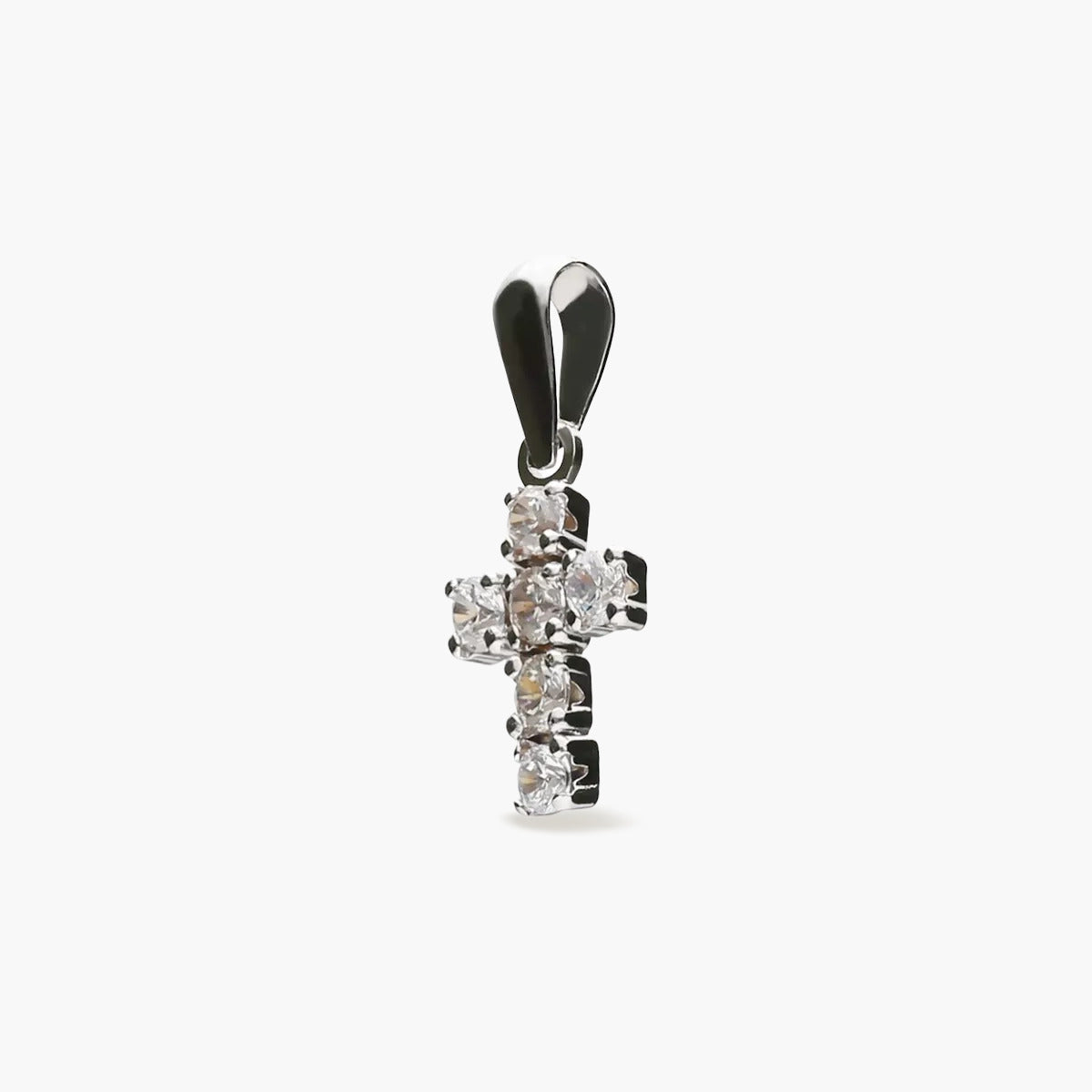 Cruz con circonitas 10mm oro blanco 18 quilates