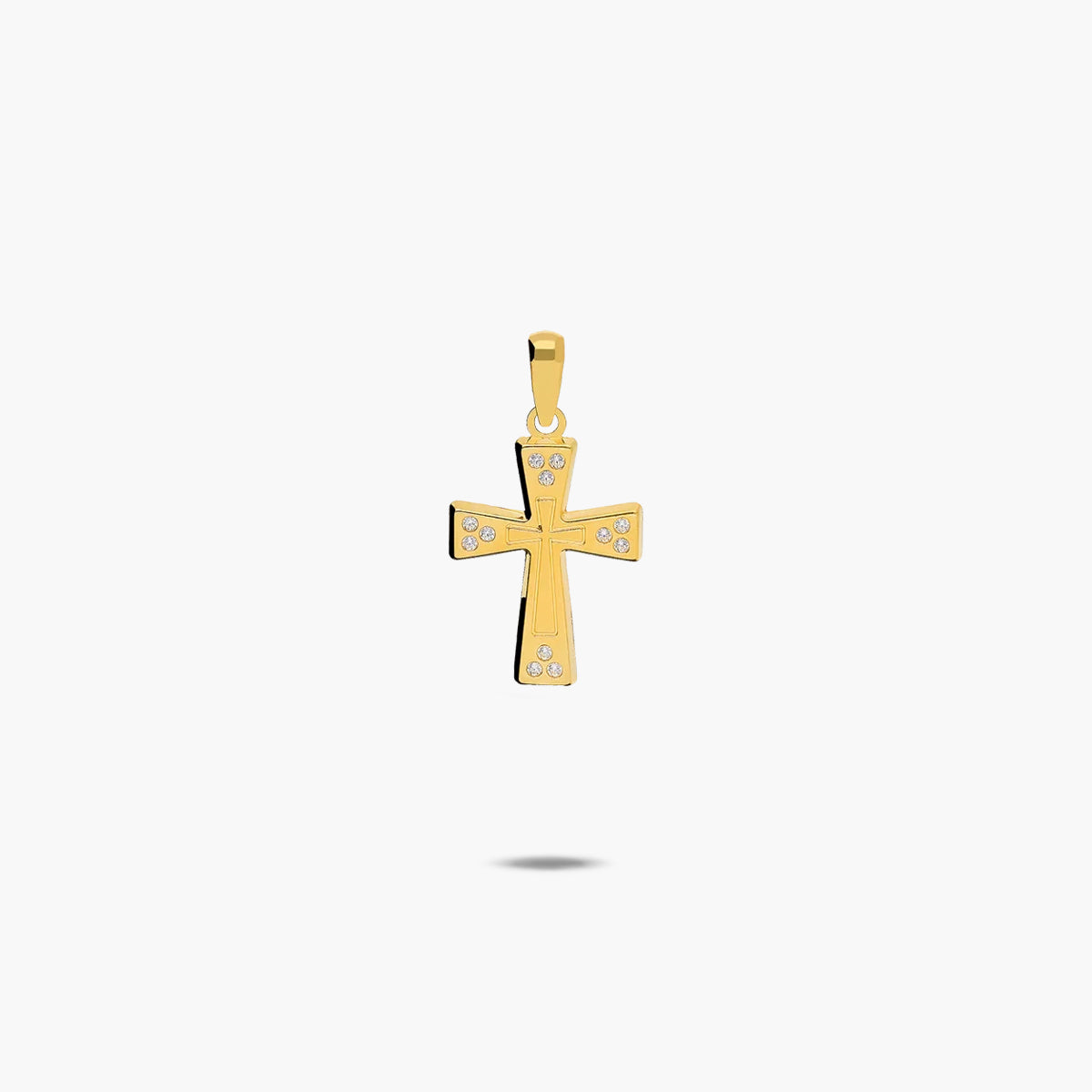 Cruz con dibujo de oro 18K circonitas 17 mm