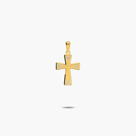 Cruz con dibujo de oro 18K circonitas 17 mm