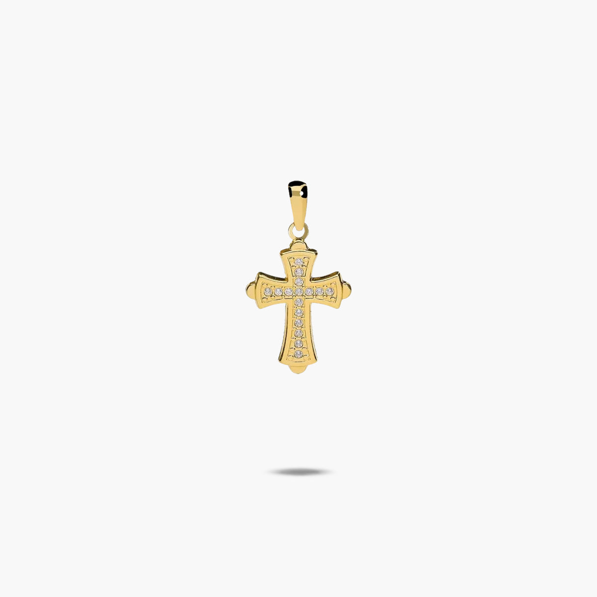 Cruz de oro 18K circonitas en canal 17 mm