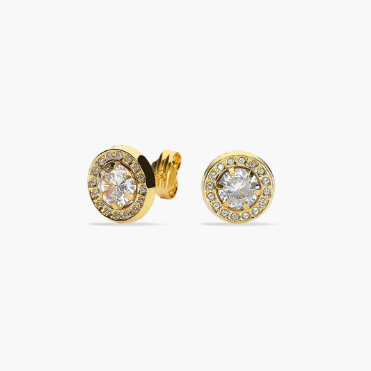Pendientes redondos de oro 18K circonitas 9 mm