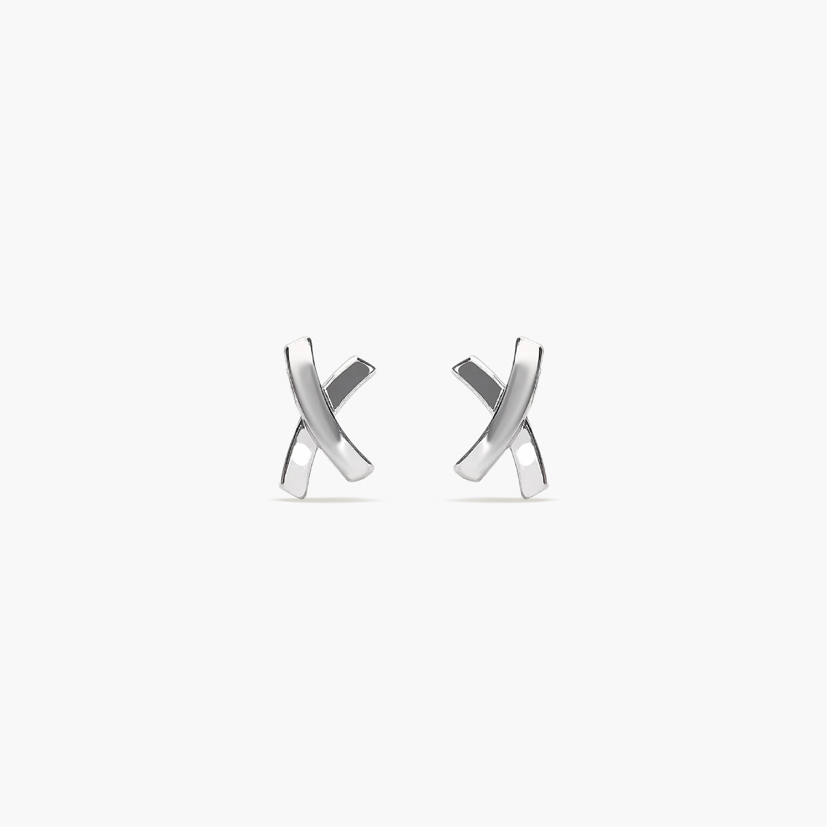 Pendientes forma X de oro blanco 18K circonitas 10 mm