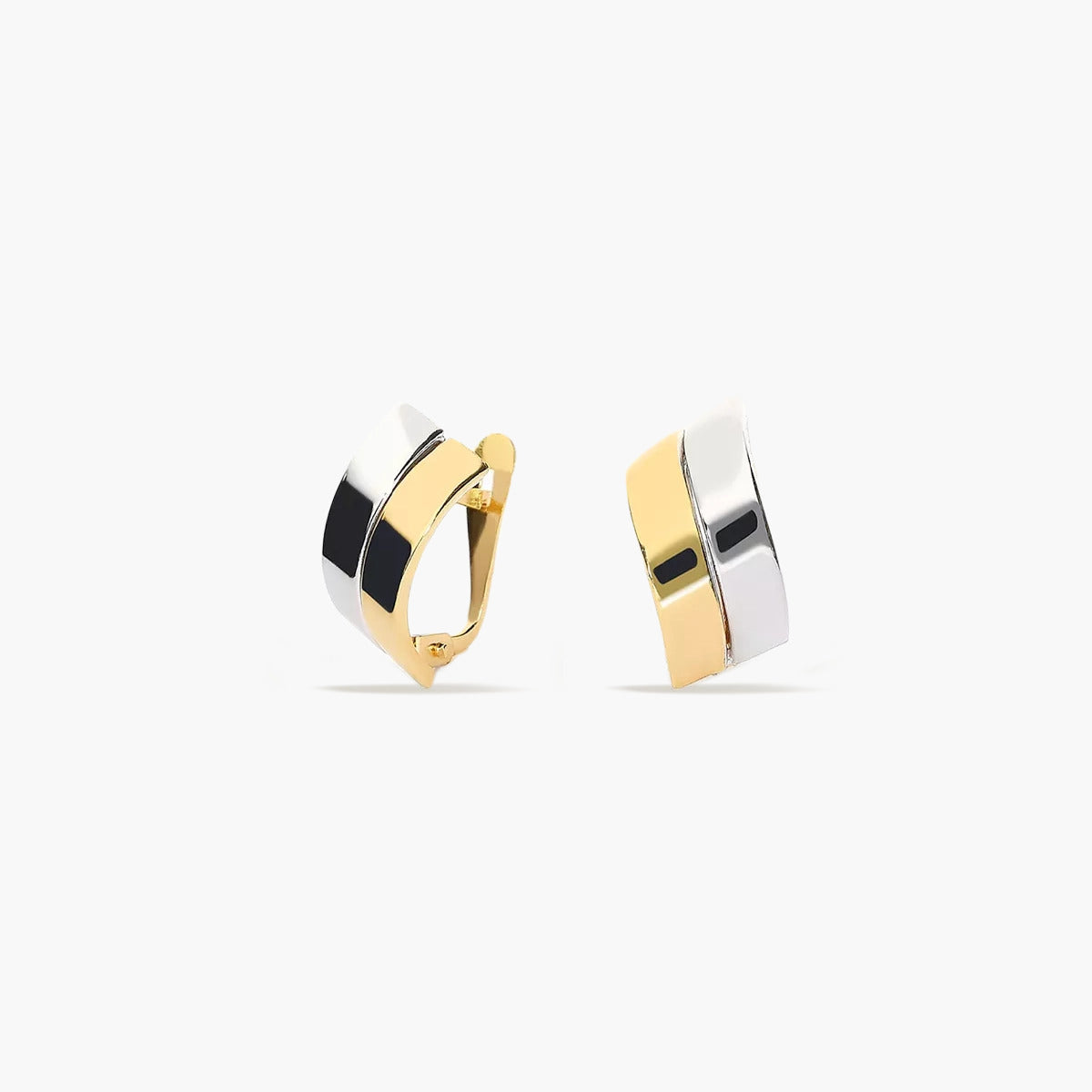 Pendientes de oro bicolor 18K 14 mm