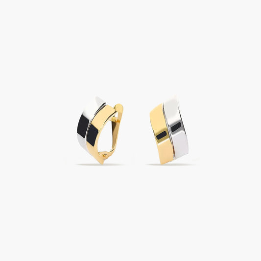 Pendientes de oro bicolor 18K 14 mm