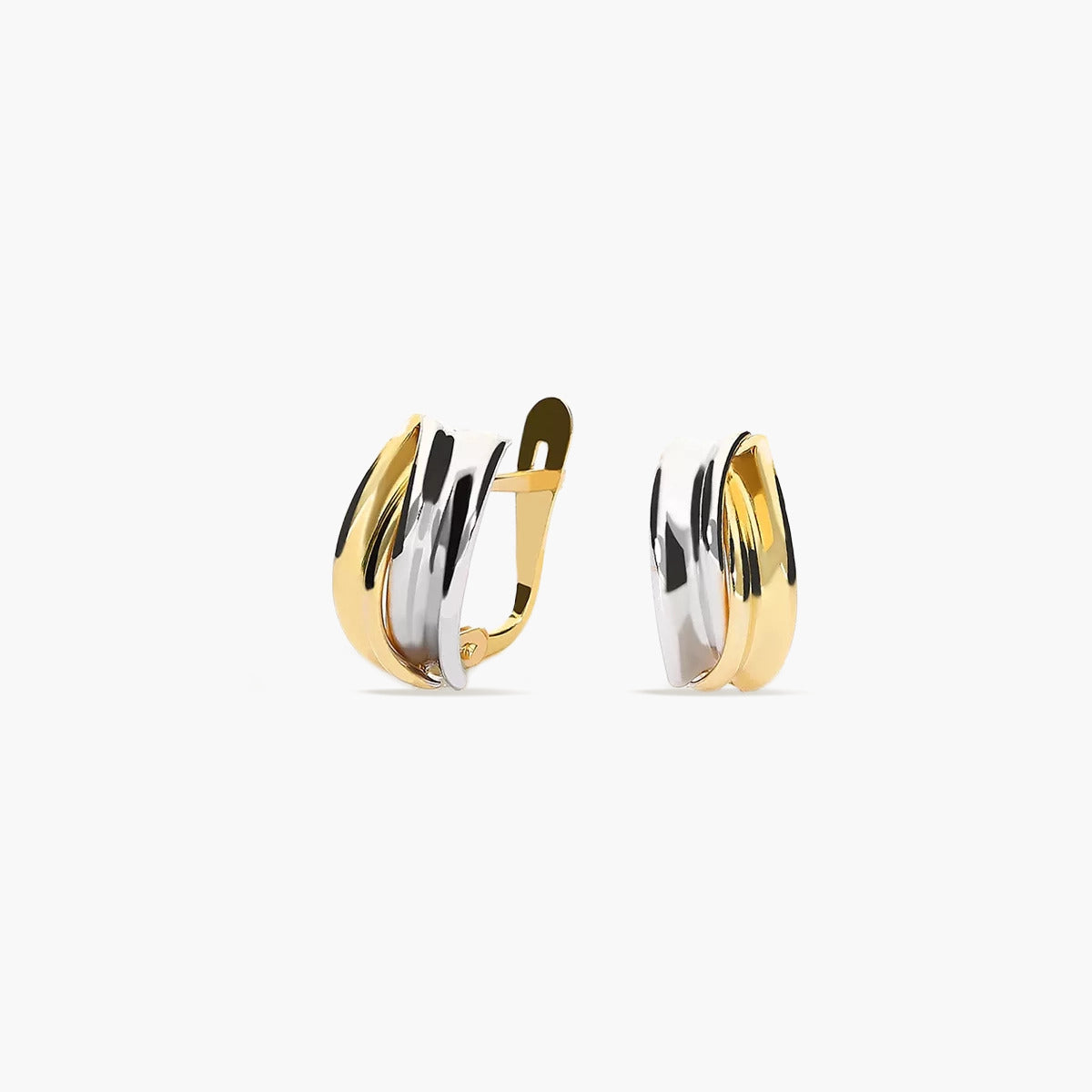 Pendientes de oro bicolor 18K 13 mm