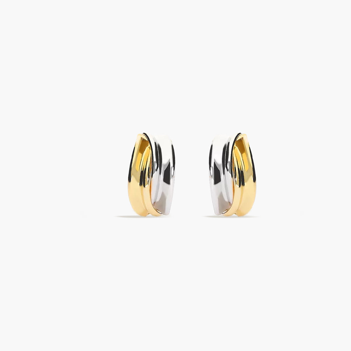 Pendientes de oro bicolor 18K 13 mm