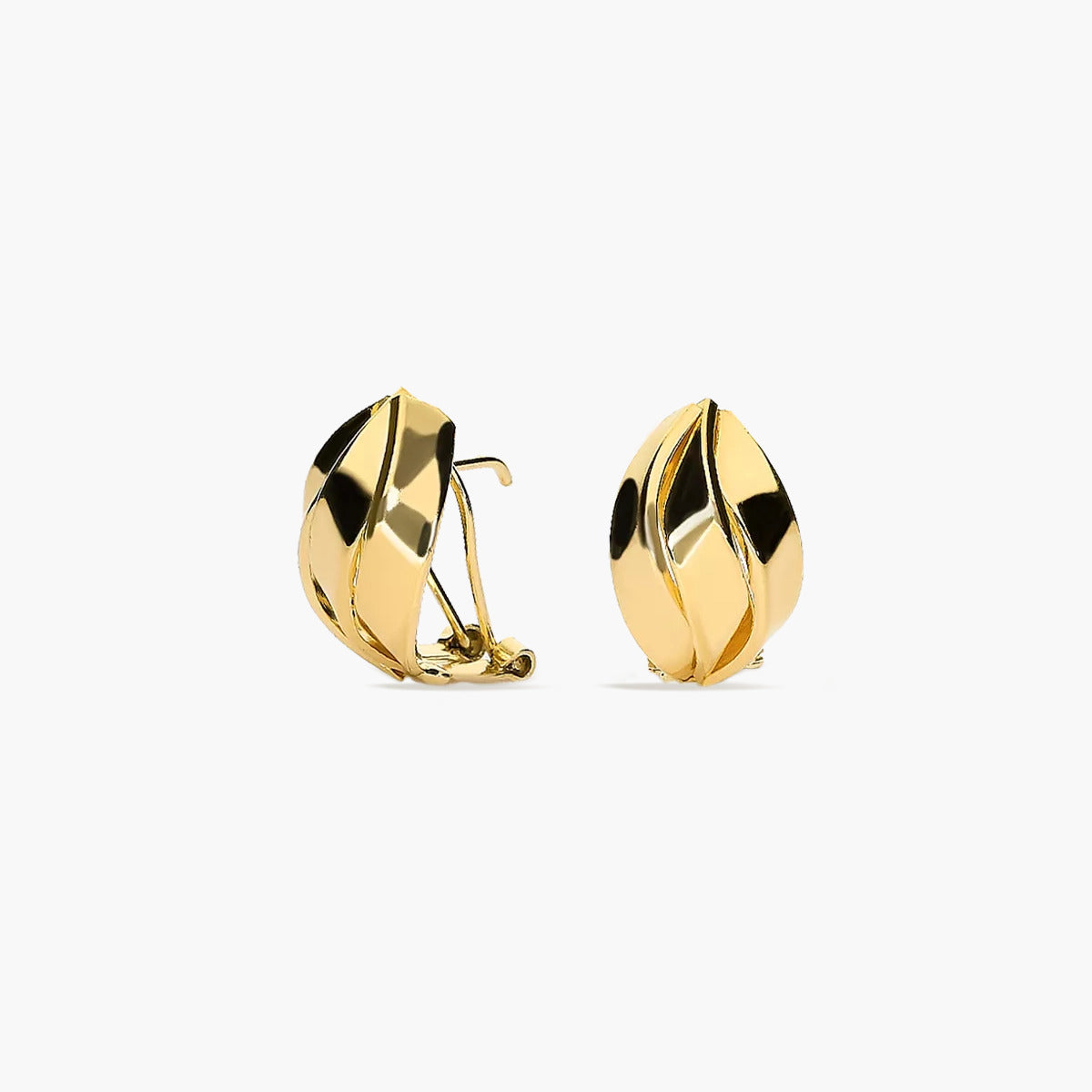 Pendientes forma de onda de oro 18K 14 mm