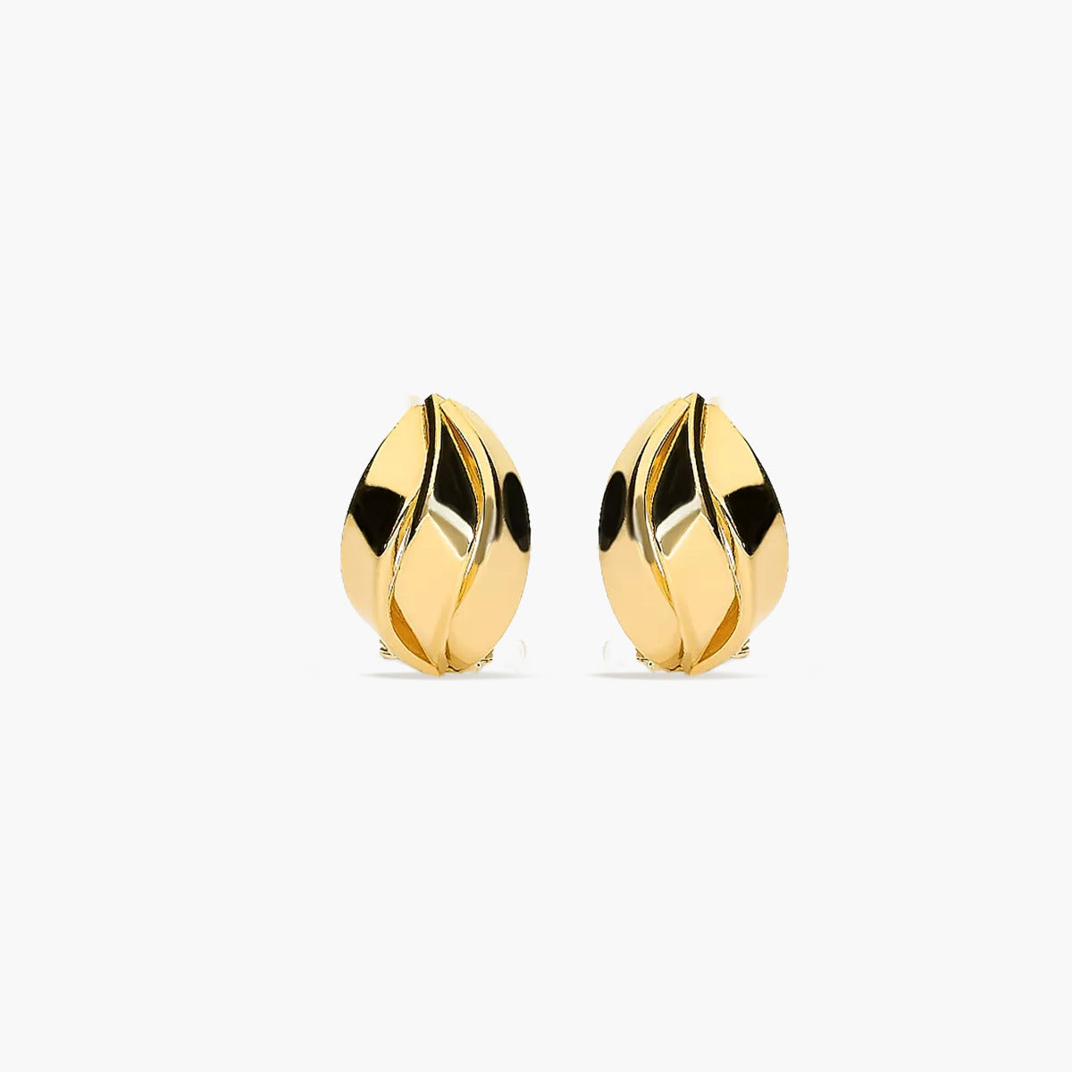 Pendientes forma de onda de oro 18K 14 mm
