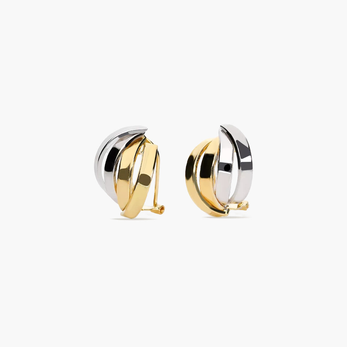 Pendientes de oro bicolor 18K 14 mm