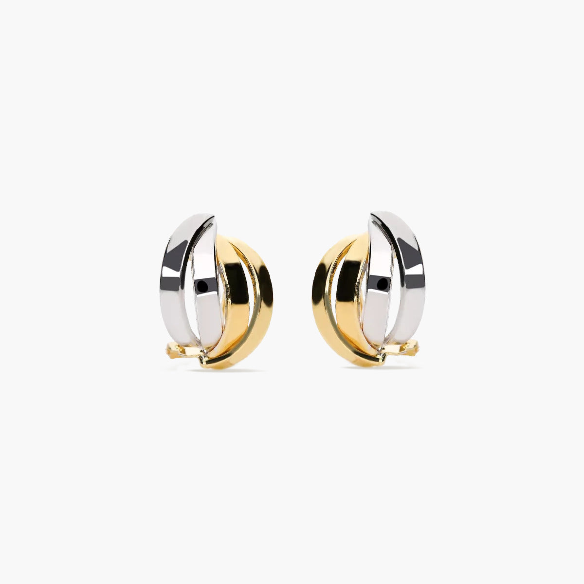 Pendientes de oro bicolor 18K 14 mm