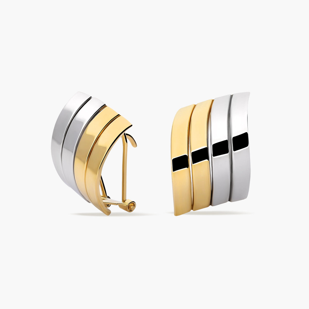 Pendientes de oro bicolor 18K 13 mm