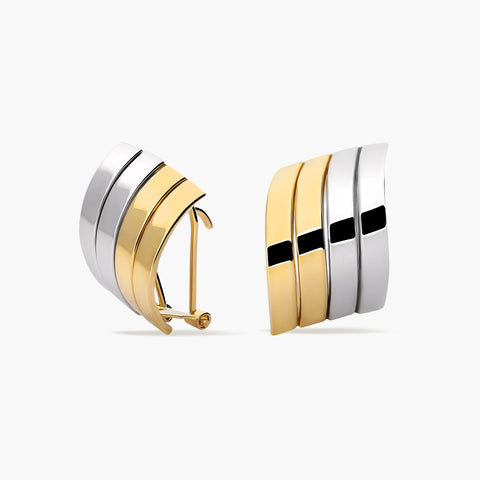 Pendientes de oro bicolor 18K 13 mm