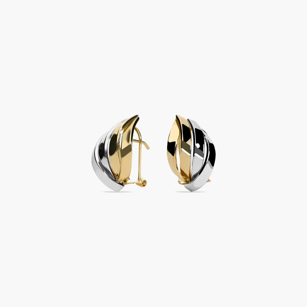 Pendientes de oro bicolor 18K 13 mm