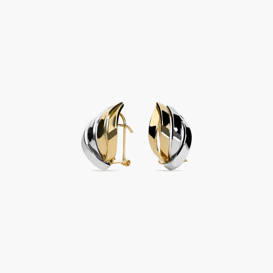 Pendientes de oro bicolor 18K 13 mm