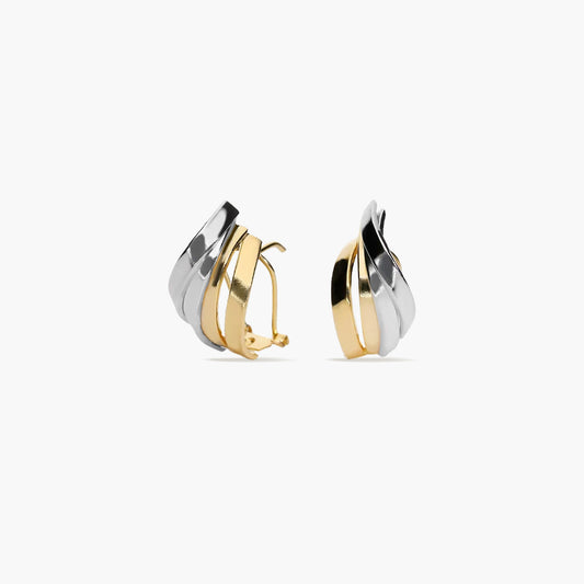 Pendientes de oro bicolor 18K 18 mm