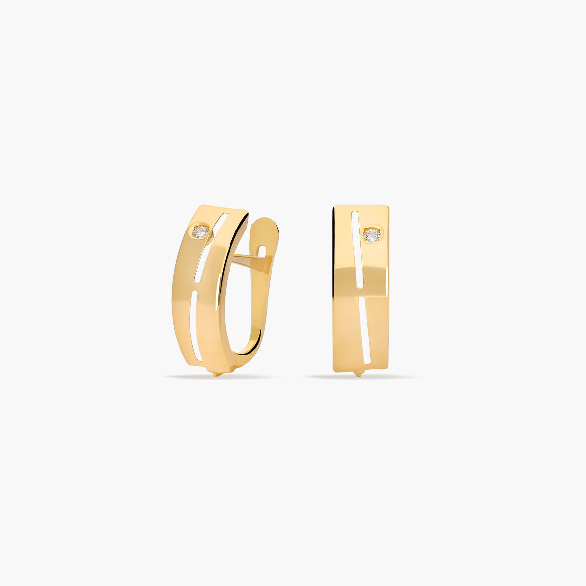 Pendientes de oro 18K circonita 13 mm