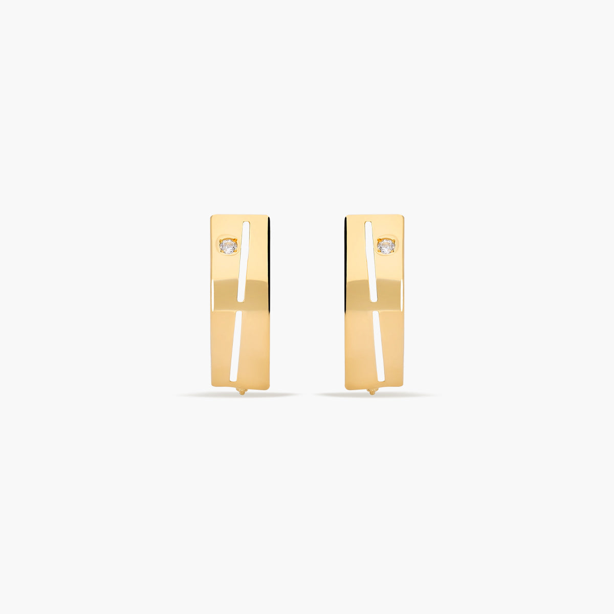 Pendientes de oro 18K circonita 13 mm