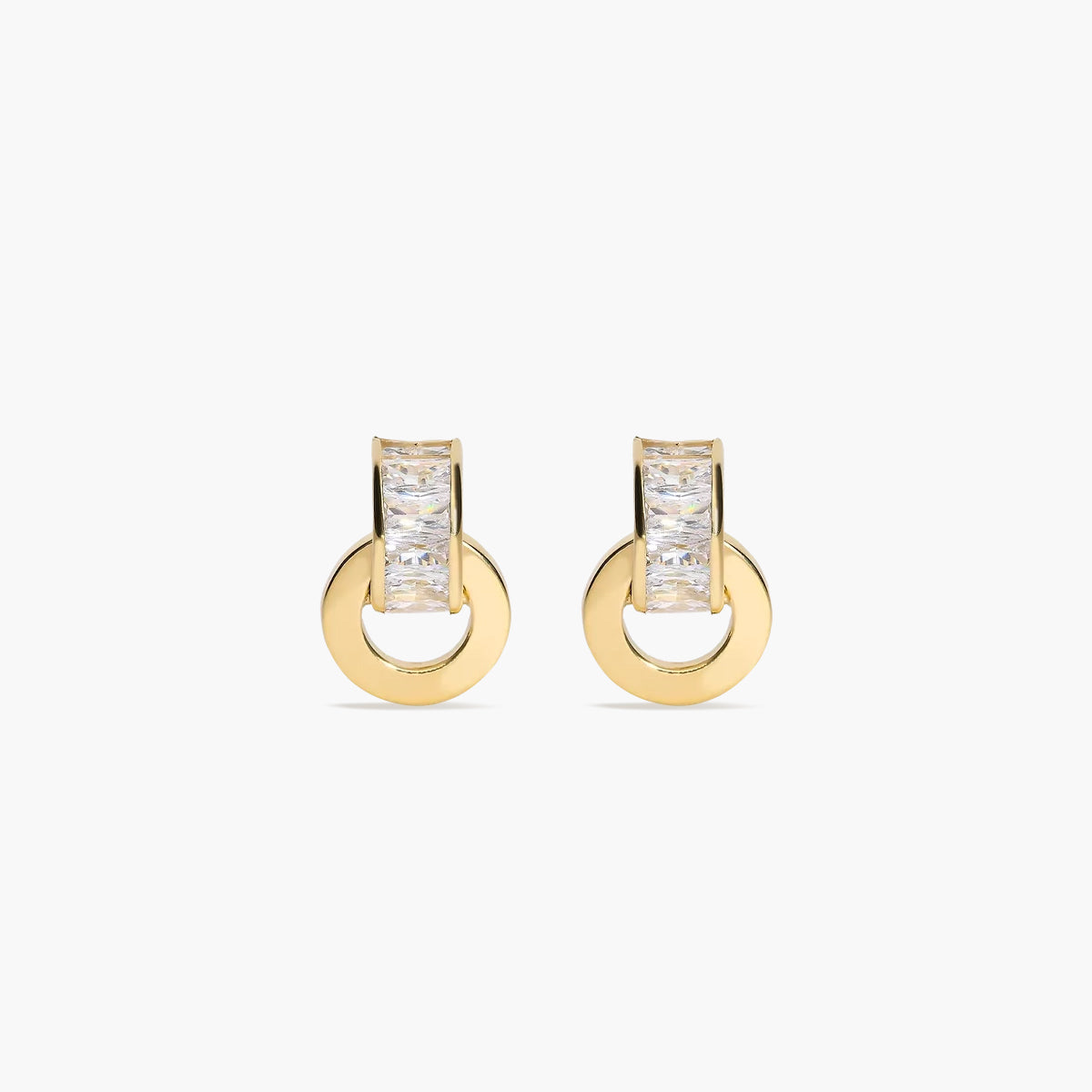 Pendientes círculo de oro 18K circonita 16 mm