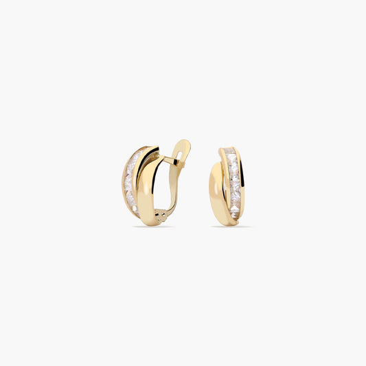 Pendientes de oro 18K circonitas bagué 12 mm