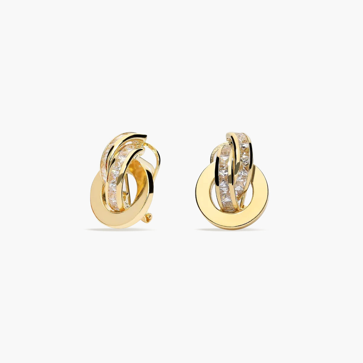 Pendientes de oro 18K bagué montado en círculo circonitas 16 mm