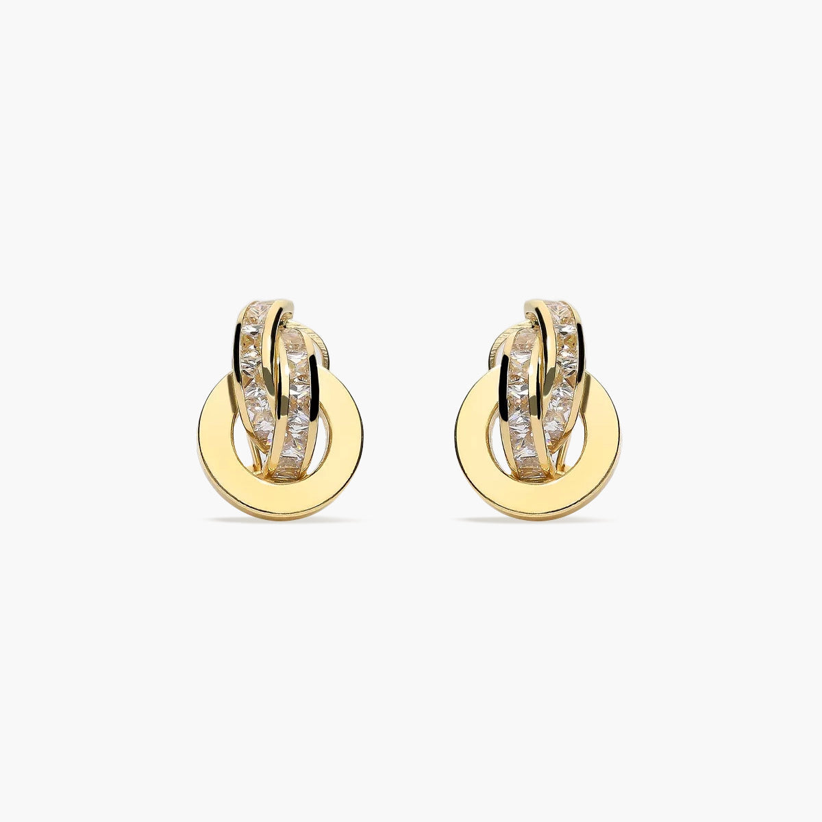 Pendientes de oro 18K bagué montado en círculo circonitas 16 mm