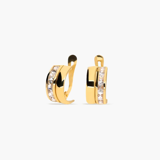 Pendientes de oro 18K circonitas bagué 11 mm