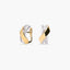 Pendientes de oro bicolor 18K bagué enlazados circonitas 14 mm