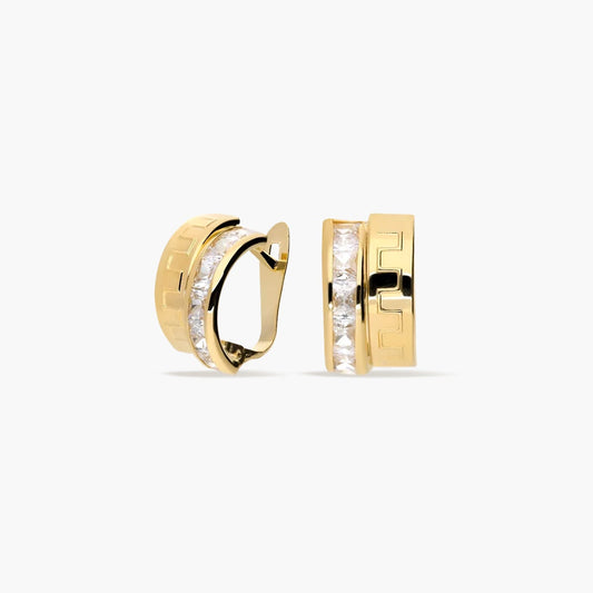 Pendientes de oro 18K bagué greca circonitas 12 mm