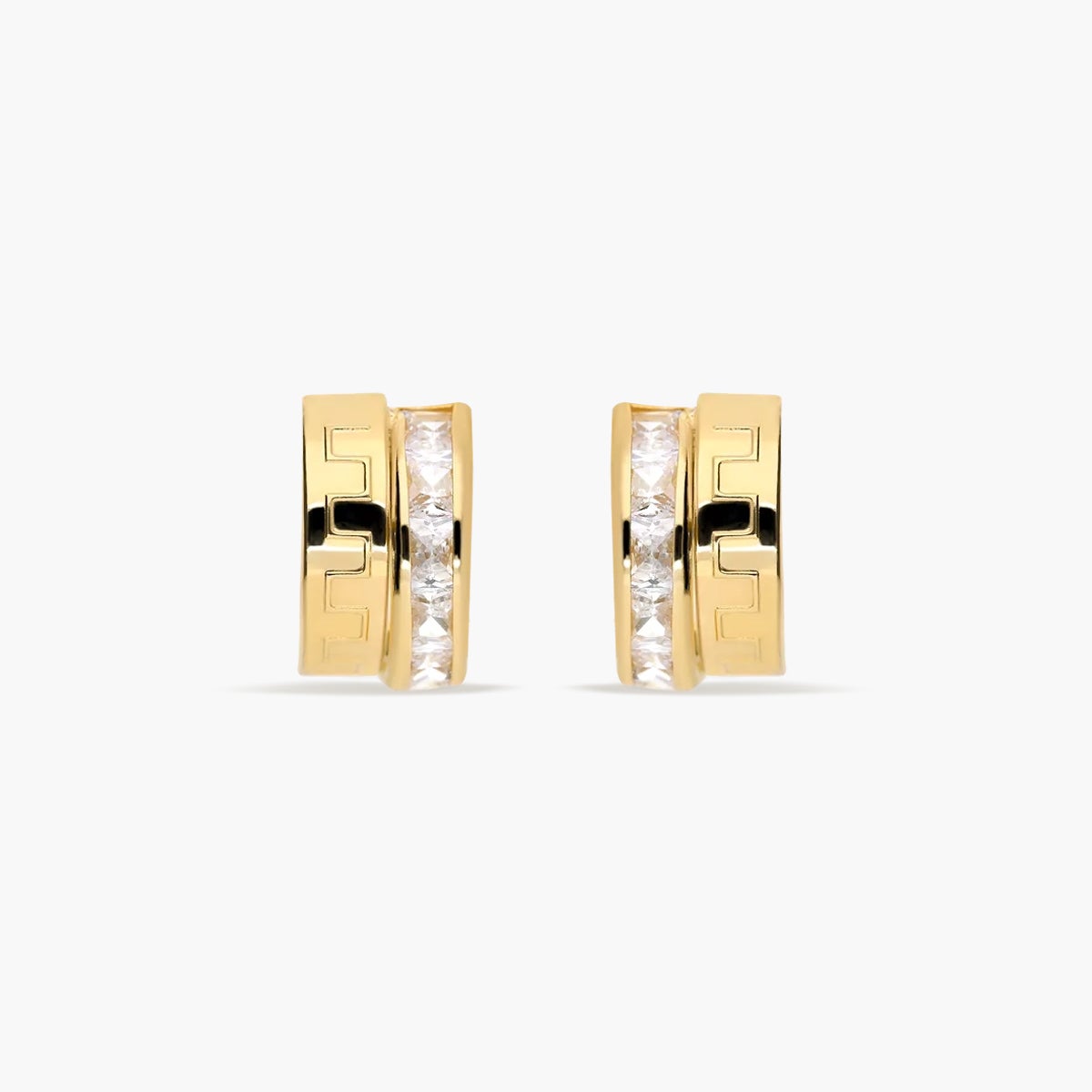 Pendientes de oro 18K bagué greca circonitas 12 mm