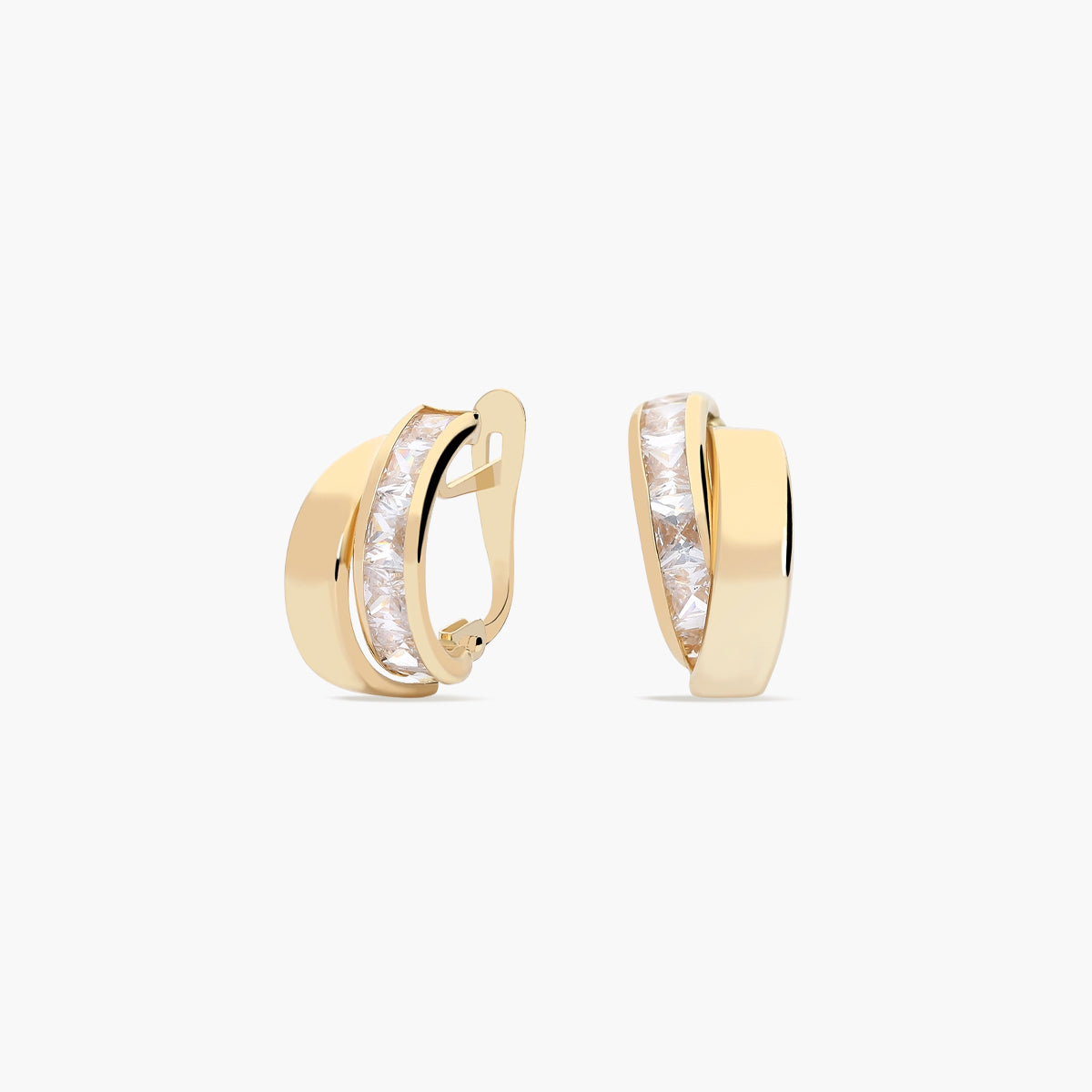 Pendientes de oro 18K circonitas bagué 14 mm