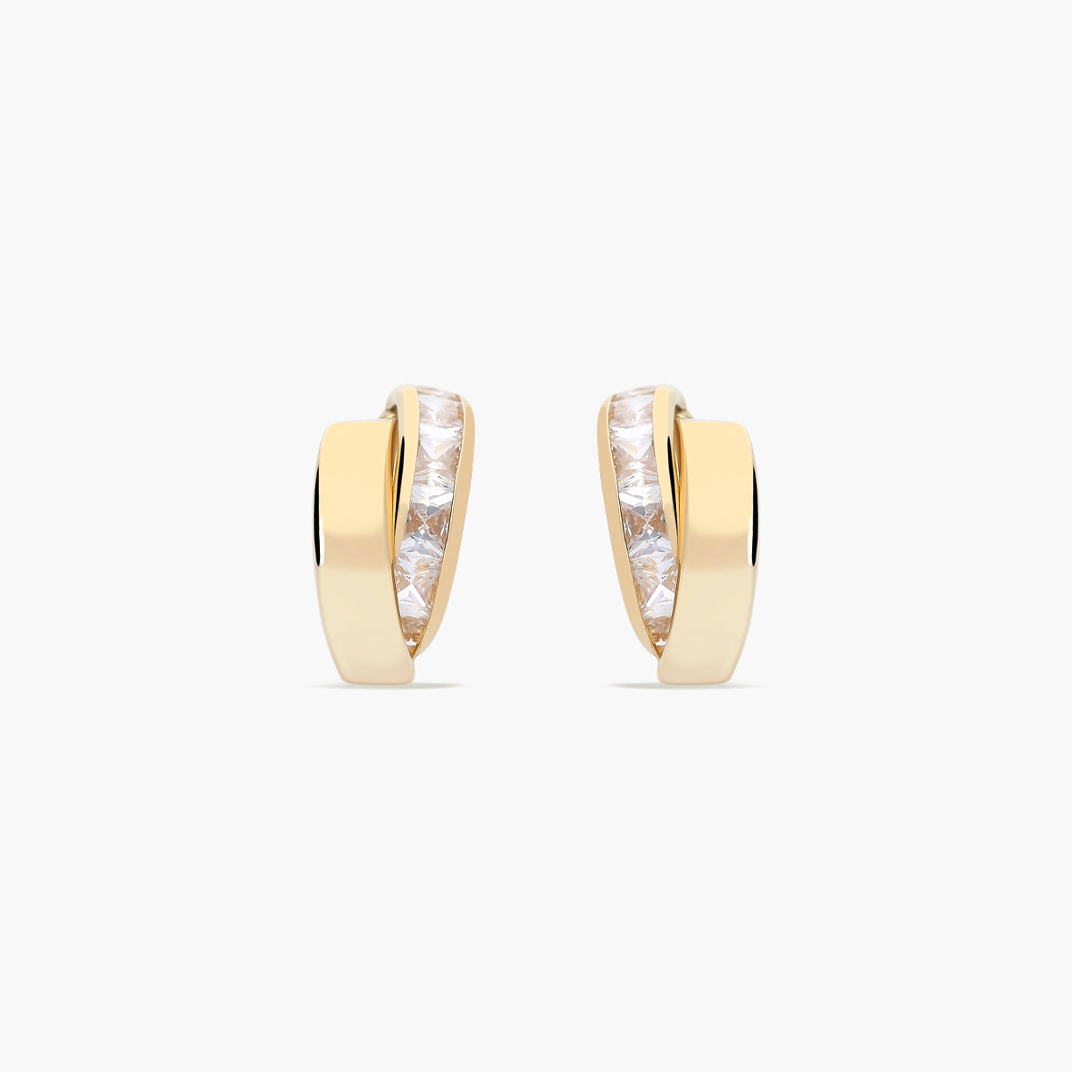 Pendientes de oro 18K circonitas bagué 14 mm
