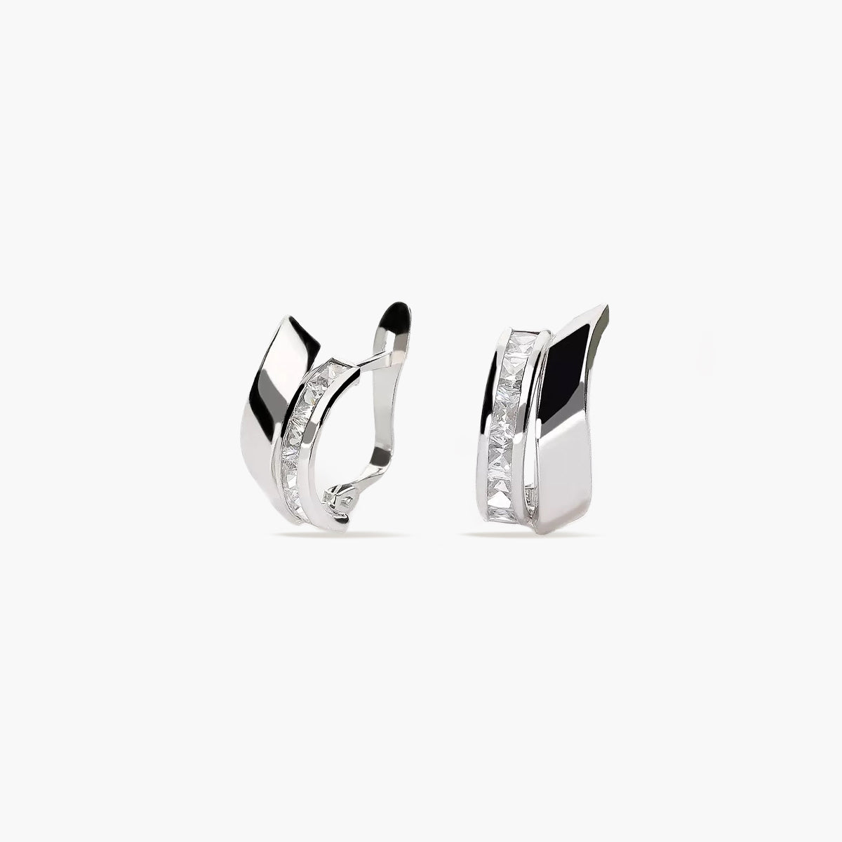 Pendientes de oro blanco 18K circonitas bagué 12 mm